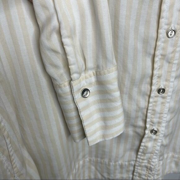 SOFT SURROUNDINGS / Lorimer white & cream striped tunic button down shirt / M - Picture 6 of 8